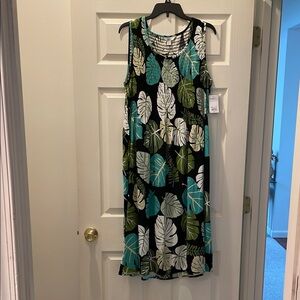 NWT-Croft&Barrow Tropical Leaf Print Sleeveless Dress - Size XL